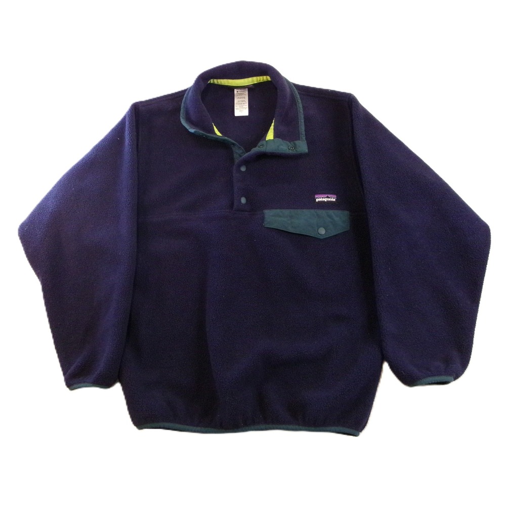 Patagonia Synchilla Snap T Fleece Pullover Mens XS Navy Blue Green 25450 FA13